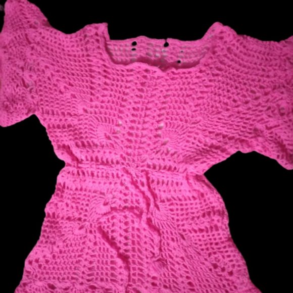 Woolen Empire Pattern Bell Sleeves Top for Woman - Pink, 2XL - Picture 5 of 7